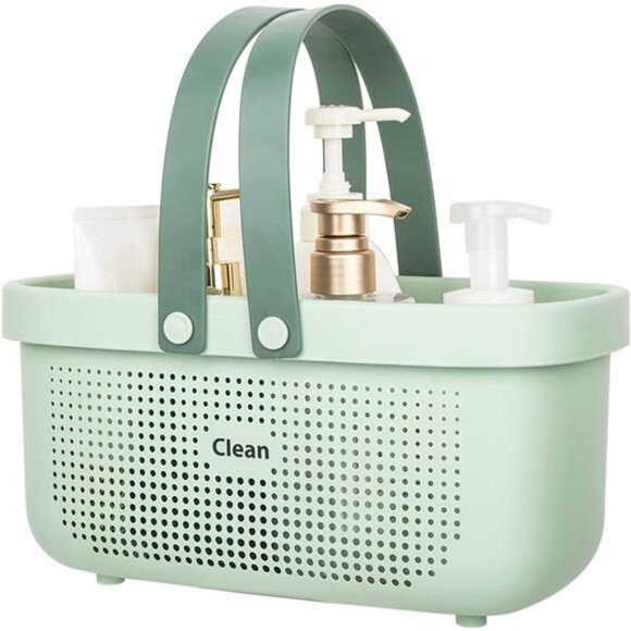 Plastic Shower Caddy Basket with Handle Bathroom Dorm Kitchen Storage Bin - Picture 1 of 7